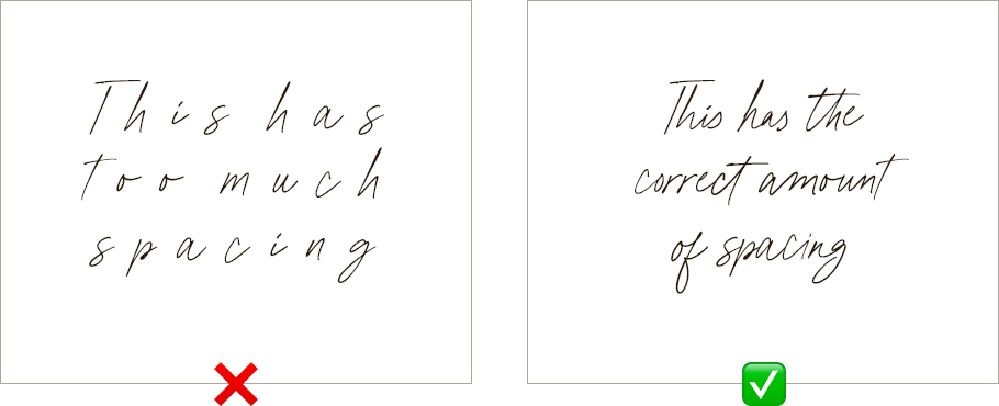 A side by side comparison showing the proper use of script fonts to avoid DIY website design mistakes.