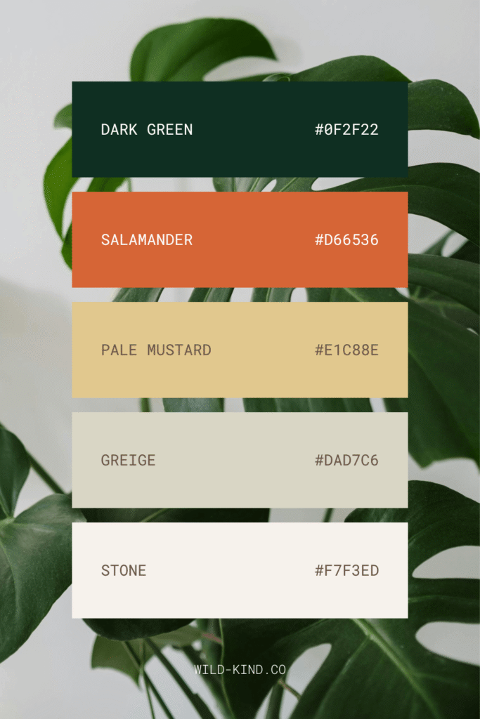 A website color palette for business coaches and brand consultants in bold, earthy tones