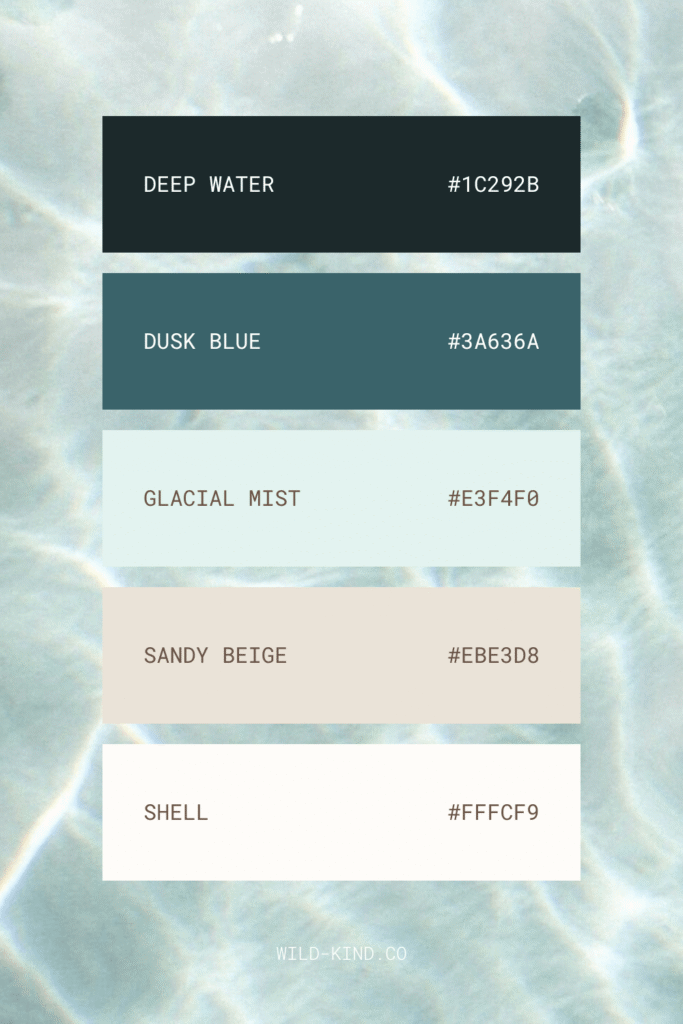 A website color palette for therapists and mindset coaches in calm, airy tones