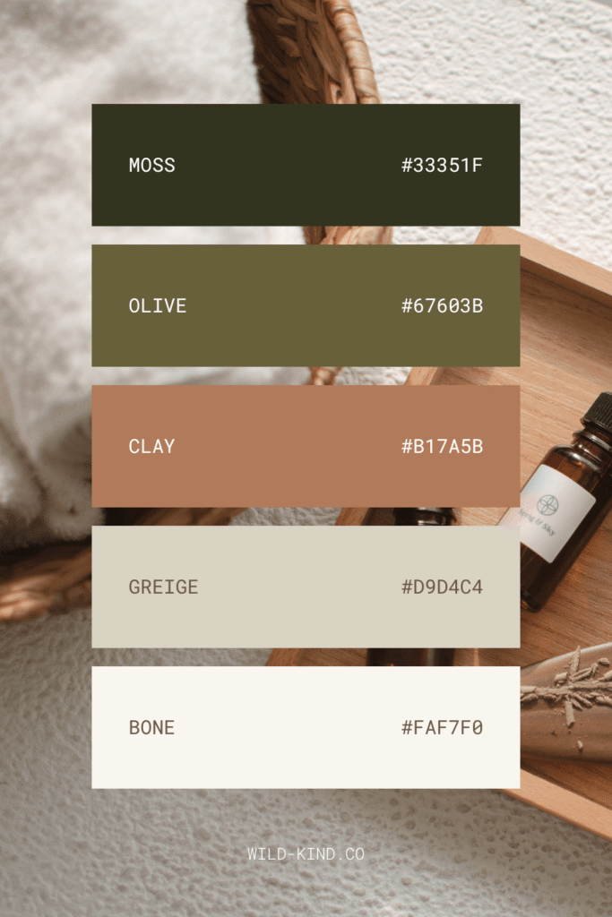 A website color palette for holistic health coaches and wellness brands in earthy, organic tones