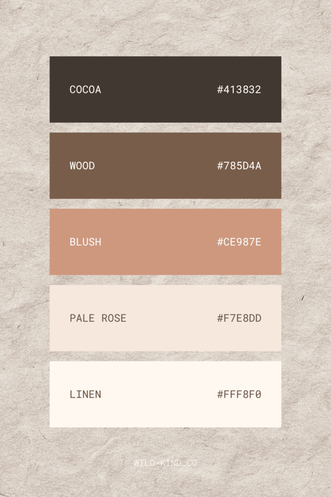 A website color palette for life coaches and counselors in soft, warm tones