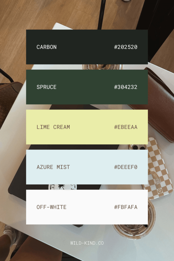 A website color palette for strategists and business coaches in fresh, modern tones