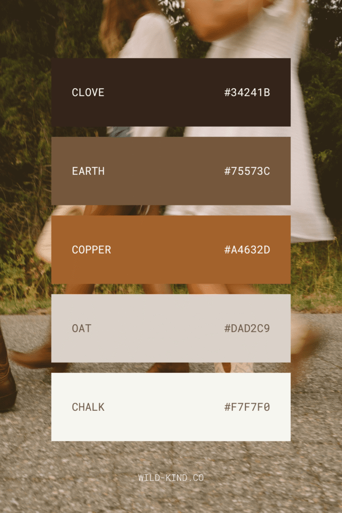 A website color palette for health coaches and wellness brands in warm, earthy tones
