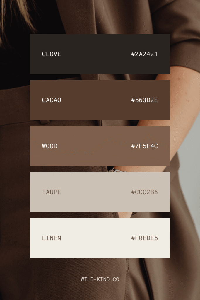 A website color palette for therapists and mindset coaches in warm, neutral tones